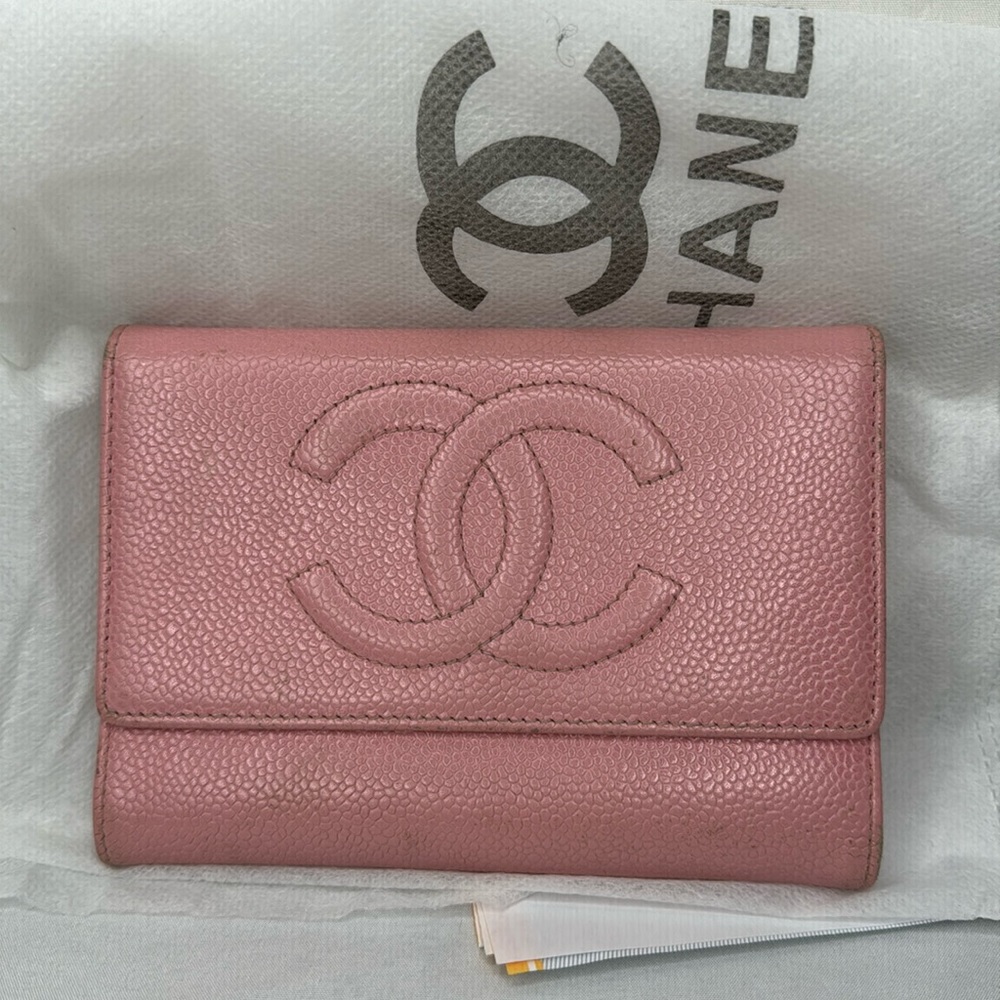 Chanel Sakura Pink Caviar Leather wallet 2003-2004